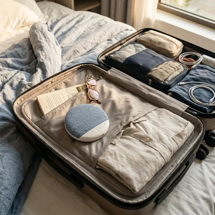 Sleepwisp travel-ready in a suitcase
